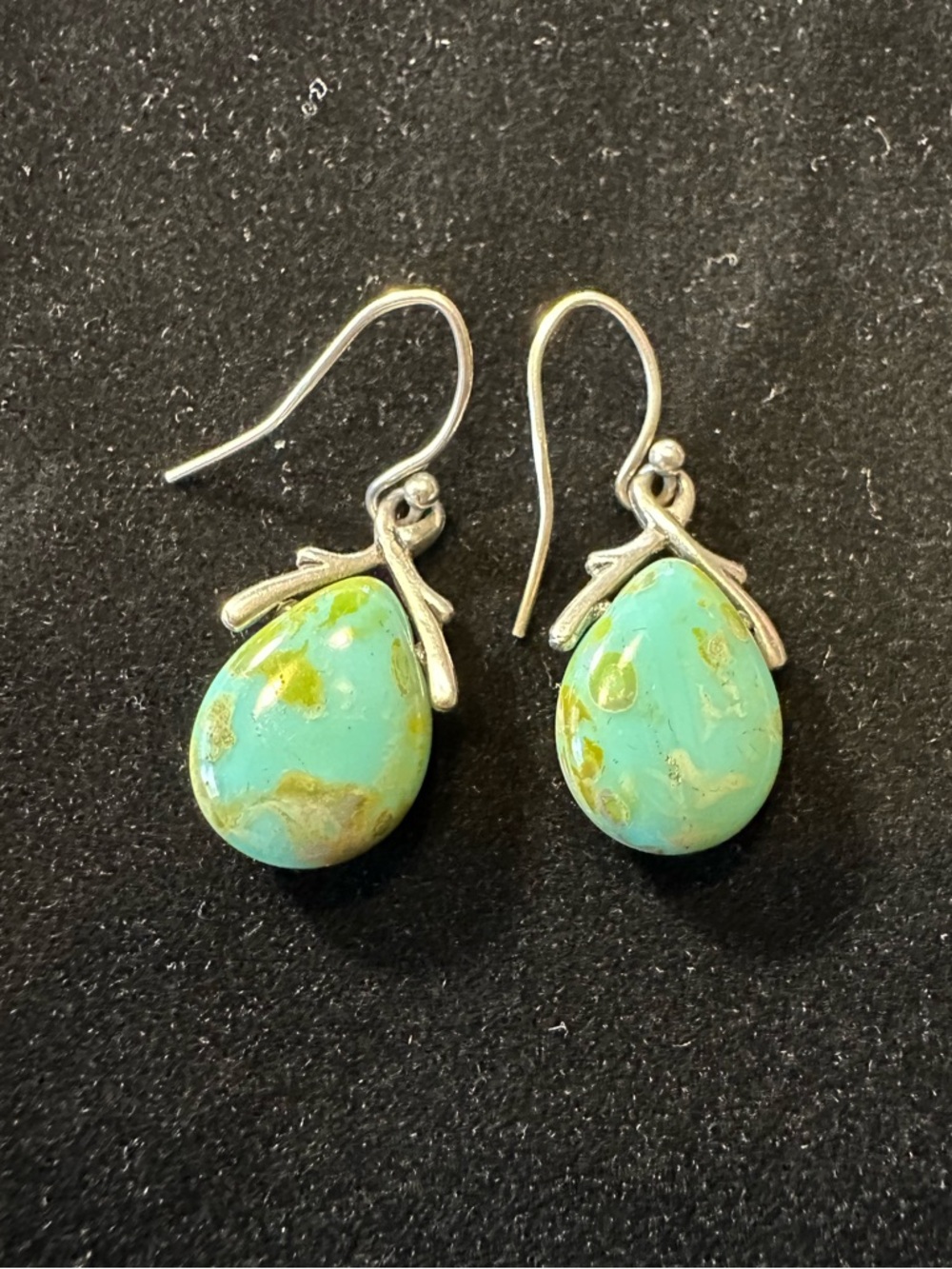 Turquoise & Sterling Teardrop
Drop Earrings